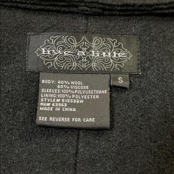 new Live a Little Black Wool-blend Moto Jacket US S - Picture 7 of 7